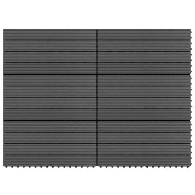 vidaXL 6 db fekete WPC teraszburkoló lap 60 x 30 cm 1,08 m²