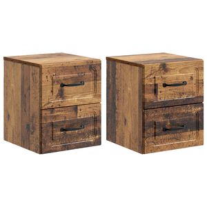 vidaXL Fali &eacute;jjeli szekr&eacute;ny fi&oacute;kkal 2 pcs Antik Fa 34,5 x 33 x 40 cm