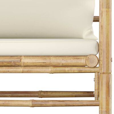 vidaXL bambusz kerti kanapé krémfehér párnákkal