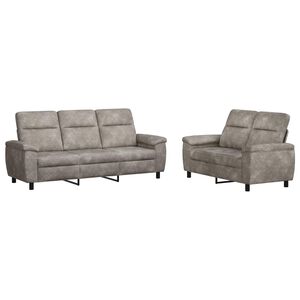 vidaXL Kanap&eacute; Szett 2 pcs Vil&aacute;gossz&uuml;rke Műsuede Bőr