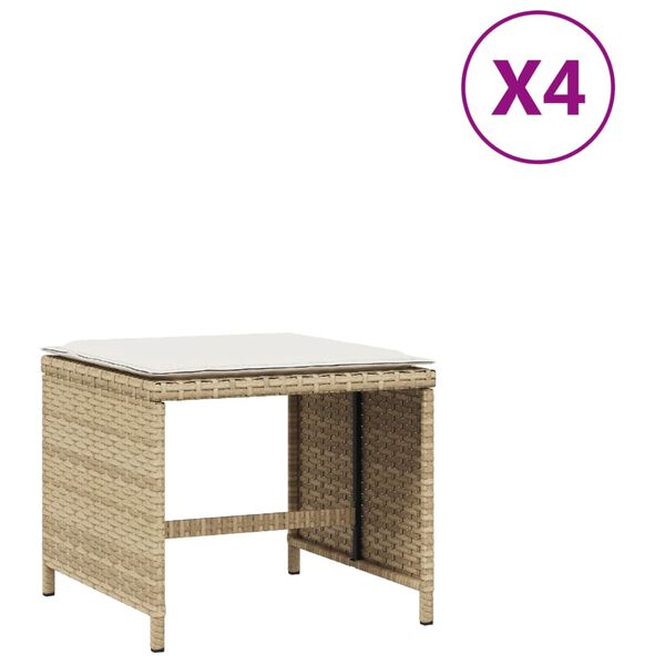 vidaXL 4 db bézs polyrattan kerti szék párnával 40x40x35 cm