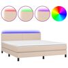 vidaXL cappuccino sz&iacute;nű műbőr rug&oacute;s &aacute;gy matraccal &eacute;s LED-del 180x200cm