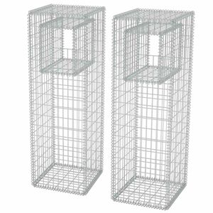 2 db vidaXL ac&eacute;l gabion kos&aacute;r oszlop / &aacute;gy&aacute;s 50 x 50 x 160 cm