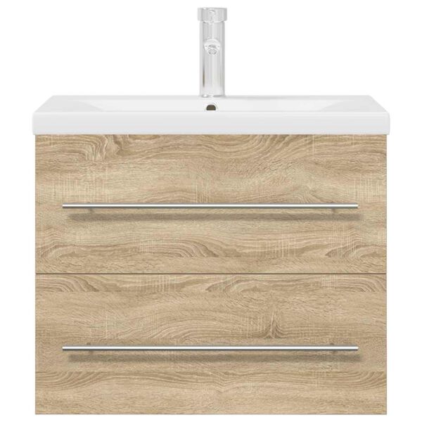 vidaXL 2 r&eacute;szes sonoma t&ouml;lgysz&iacute;nű szerelt fa f&uuml;rdőszobai b&uacute;torszett