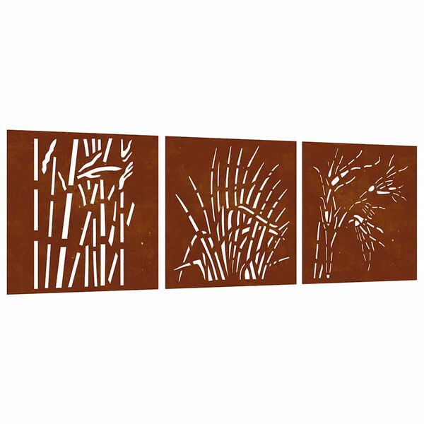 vidaXL 3 db fűmint&aacute;s corten ac&eacute;l kerti fald&iacute;sz 55 x 55 cm