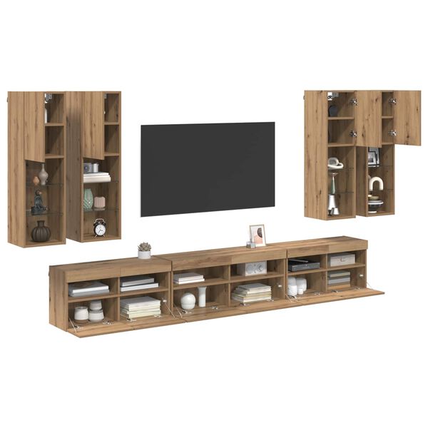 vidaXL TV falit kabinet szett 7 pcs Artisan t&ouml;lgy Faanyag