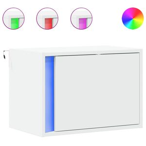 vidaXL fehér falra szerelhető éjjeliszekrény LED-világítással