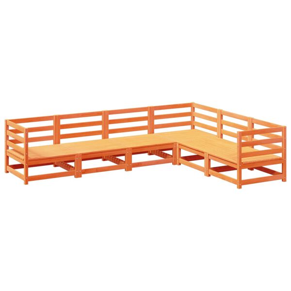 vidaXL 6 részes viaszbarna tömör fenyőfa kerti kanapészett