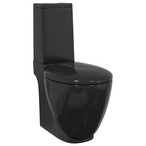 vidaXL fekete ker&aacute;mia f&uuml;rdőszobai kerek WC