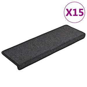 vidaXL 15 db l&eacute;pcsőszőnyeg 65 x 21 x 4 cm antracit t&eacute;glalap alak&uacute; sz&eacute;llel