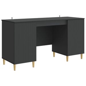 vidaXL Asztal polcokkal t&aacute;rol&oacute;val Fekete 142,5 x 50 x 75 cm Szerelt Fa