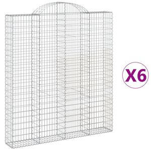 vidaXL 6 db &iacute;ves horganyzott vas gabion kos&aacute;r 200x30x220/240 cm
