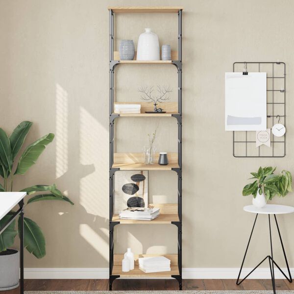 vidaXL sonoma t&ouml;lgyfa k&ouml;nyvespolc 50 x 33 x 188,5 cm r&eacute;tegelt f&aacute;b&oacute;l