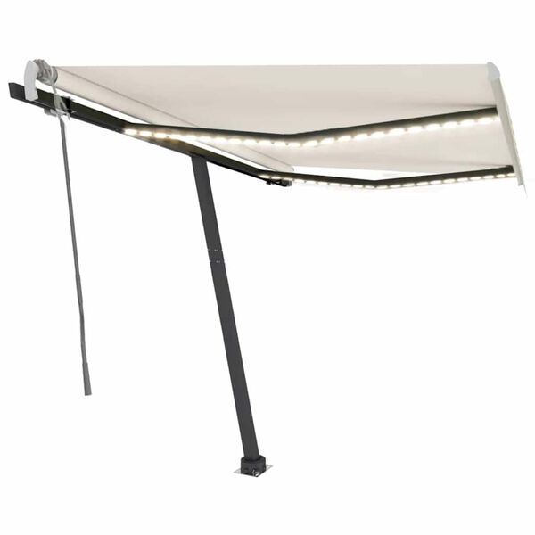 vidaXL kr&eacute;msz&iacute;nű k&eacute;zzel kih&uacute;zhat&oacute; LED-es napellenző 350 x 250 cm