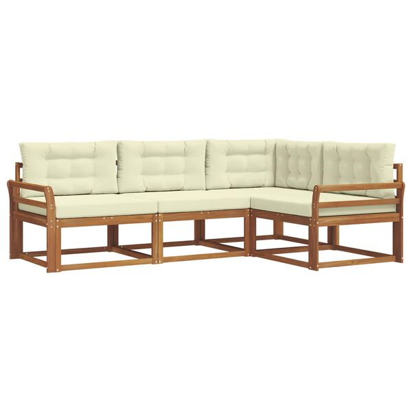 vidaXL K&uuml;lt&eacute;ri kanap&eacute; szett p&aacute;rn&aacute;val 4 pcs Term&eacute;szetes &eacute;s kr&eacute;msz&iacute;nű