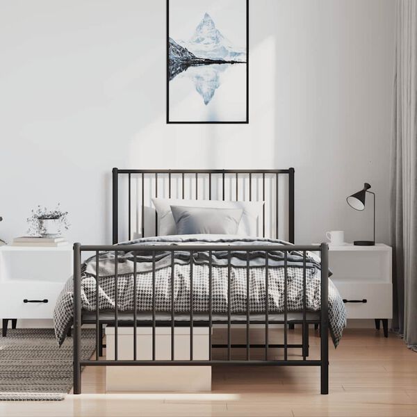 vidaXL fekete f&eacute;m &aacute;gykeret fej- &eacute;s l&aacute;bt&aacute;ml&aacute;val 100 x 190 cm