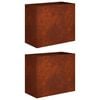 vidaXL Kerti cser&eacute;p 2 db Rozsd&aacute;s 60 x 30 x 40 cm Időj&aacute;r&aacute;s&aacute;ll&oacute; Ac&eacute;l