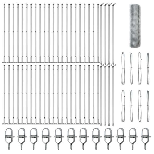 vidaXL Ker&iacute;t&eacute;soszlop Ez&uuml;st 100 x 0,5 m (25 x 25 mm h&aacute;l&oacute;) Ac&eacute;l