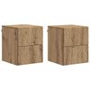 vidaXL Fali &eacute;jjeli szekr&eacute;ny 2 pcs K&eacute;zműves T&ouml;lgy 34,5 x 33 x 40 cm
