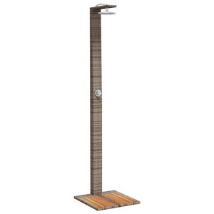 vidaXL sz&uuml;rke polyrattan &eacute;s ak&aacute;cfa k&uuml;lt&eacute;ri zuhanyz&oacute; 50 x 55 x 224 cm