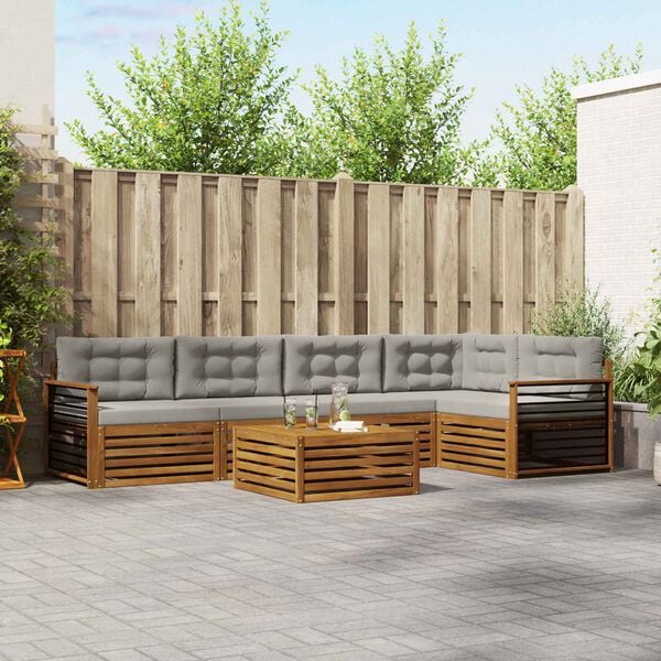 vidaXL K&uuml;lt&eacute;ri kanap&eacute; szett 6 pcs Term&eacute;szetes &eacute;s Vil&aacute;gossz&uuml;rke