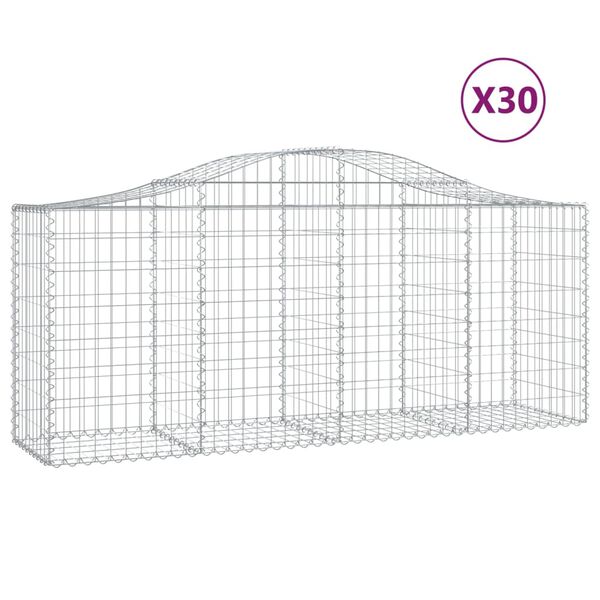 vidaXL 30 db íves horganyzott vas gabion kosár 200x50x80/100 cm