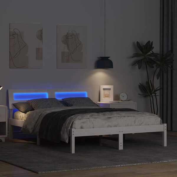 vidaXL &Aacute;gykeret fejt&aacute;ml&aacute;val Feh&eacute;r 135 x 190 cm T&ouml;m&ouml;r fenyőfa