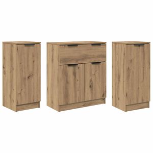 vidaXL Sz&eacute;f fi&oacute;kkal 3 pcs Artisan t&ouml;lgy Faanyag