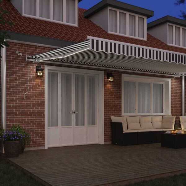 vidaXL antracitsz&uuml;rke-feh&eacute;r LED-es automata napellenző 600 x 300 cm