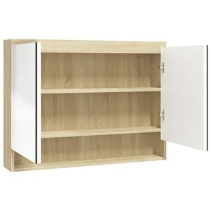 vidaXL f&eacute;nyes &eacute;s t&ouml;lgy MDF t&uuml;kr&ouml;s f&uuml;rdőszobaszekr&eacute;ny 80 x 15 x 60 cm