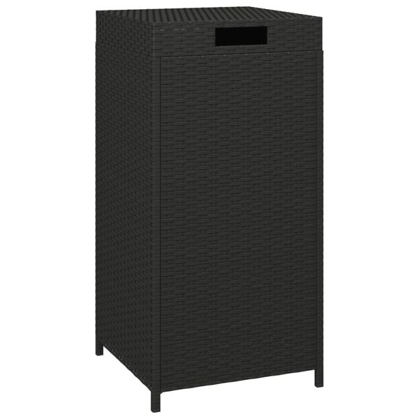 vidaXL fekete polyrattan szemeteskuka 40 x 40 x 80 cm
