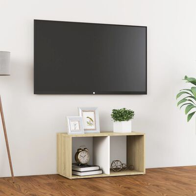 vidaXL fehér és tölgyszínű forgácslap TV-szekrény 72 x 35 x 36,5 cm