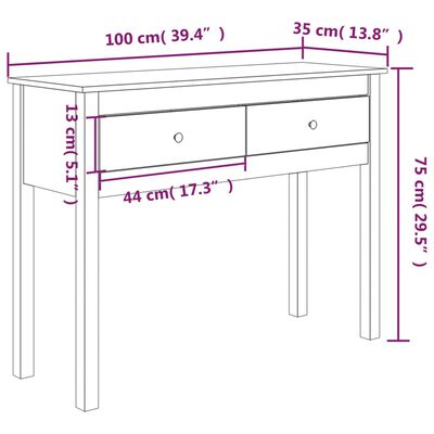 vidaXL tömör fenyőfa tálalóasztal 100 x 35 x 75 cm