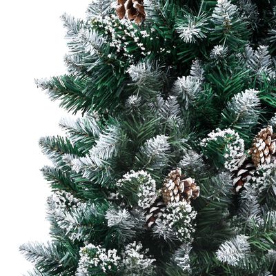 vidaXL műkarácsonyfa fenyőtobozokkal és fehér hóval 150 cm