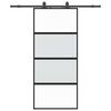 vidaXL fekete edzett &uuml;veg tol&oacute;ajt&oacute; f&eacute;mszerel&eacute;k szettel 90x205 cm