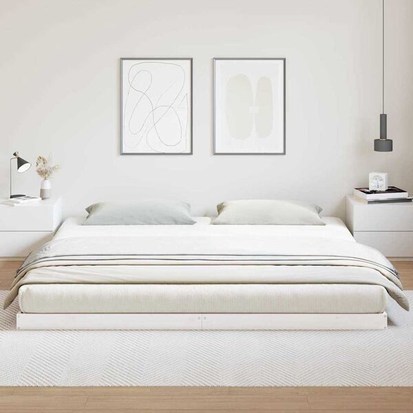 vidaXL F&ouml;ldi &aacute;gykeret Feh&eacute;r 213.5 x 104 x 9 cm T&ouml;m&ouml;r fenyőfa