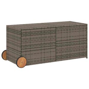 vidaXL sz&uuml;rke polyrattan kerti t&aacute;rol&oacute;l&aacute;da kerekekkel 283 L