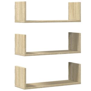 vidaXL 3 db sonoma t&ouml;lgy sz&iacute;nű szerelt fa fali polc 58 x 18 x 18 cm