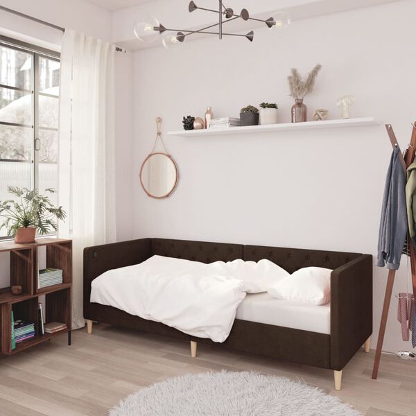 vidaXL s&ouml;t&eacute;tbarna sz&ouml;vetk&aacute;rpitoz&aacute;s&uacute; d&iacute;v&aacute;ny USB-vel 90 x 200 cm