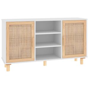 vidaXL feh&eacute;r t&ouml;m&ouml;r fenyő/term&eacute;szetes rattan t&aacute;lal&oacute;szekr&eacute;ny 105x30x60cm