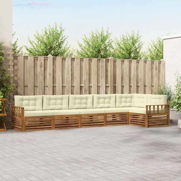 vidaXL K&uuml;lt&eacute;ri kanap&eacute; szett p&aacute;rn&aacute;val 6 pcs Term&eacute;szetes &eacute;s kr&eacute;msz&iacute;nű