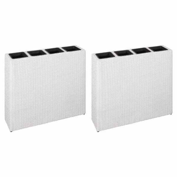 vidaXL 2 darab fehér polyrattan kerti magaságyás 4 kaspóval