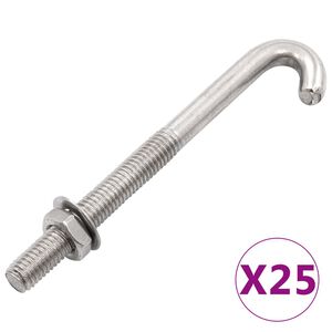 vidaXL 25 szett hornyos J-csavar any&aacute;val &eacute;s al&aacute;t&eacute;ttel M8 x 120 mm