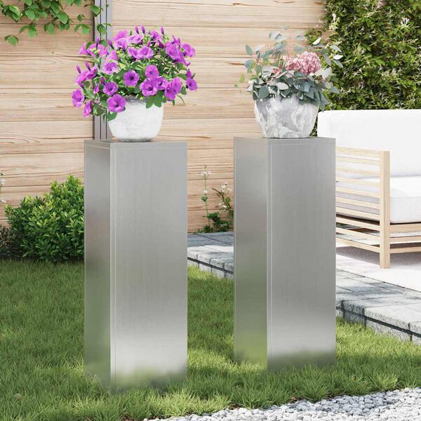 vidaXL N&ouml;v&eacute;ny&aacute;llv&aacute;ny 2 pcs Ez&uuml;st 24 x 24 x 75 cm Horganyzott ac&eacute;l