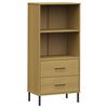 vidaXL OSLO barna t&ouml;m&ouml;r fa k&ouml;nyvszekr&eacute;ny 2 fi&oacute;kkal 60 x 35 x 128,5 cm