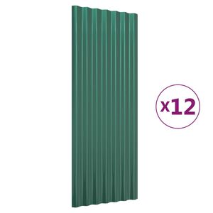 vidaXL 12 db z&ouml;ld horganyzott ac&eacute;l tetőpanel 100 x 36 cm