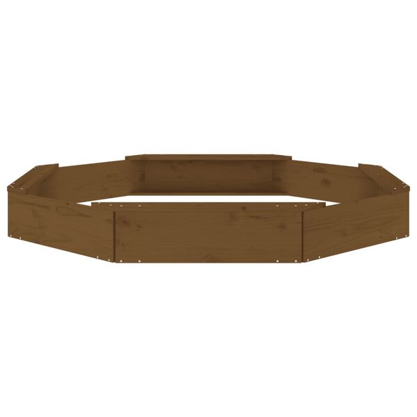 vidaXL m&eacute;zbarna nyolcsz&ouml;g alak&uacute; t&ouml;m&ouml;r fenyőfa homokoz&oacute; &uuml;l&eacute;sekkel