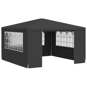 vidaXL antracitsz&uuml;rke rendezv&eacute;nys&aacute;tor oldalfalakkal 4 x 4 m 90 g/m&sup2;