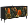 vidaXL TV szekr&eacute;ny ZAANDAM 102 x 33 x 51 cm Fekete T&ouml;lgy Szerelt Fa