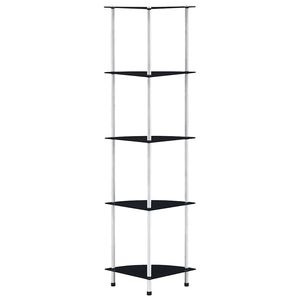 vidaXL 5 szintes fekete edzett &uuml;veg polc 30 x 30 x 130 cm